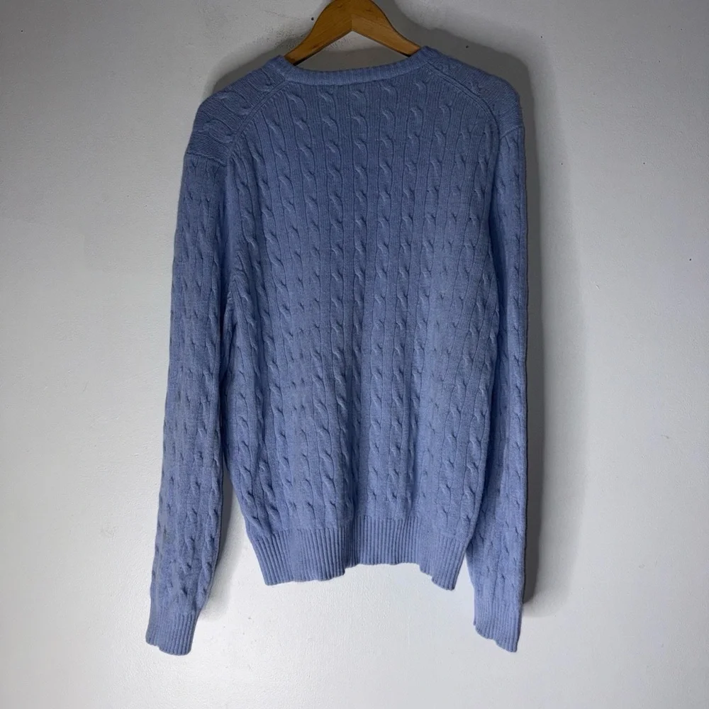 Vintage J Crew Men’s Light Blue Lambswool Cashmere Cableknit Sweater Large‎